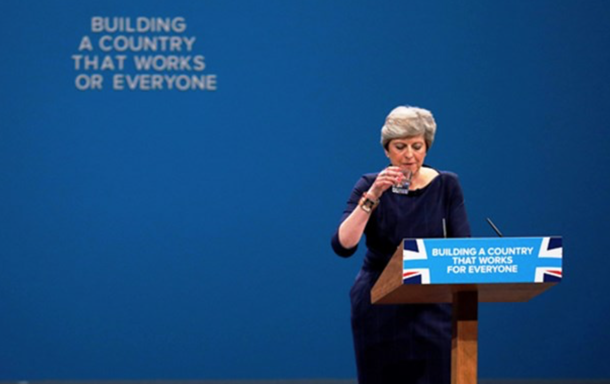 Communications management – Theresa May cough Manchester conference
